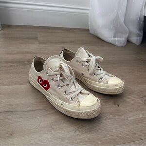 CDG Comme Des Garçons White Converse Low Top Sneakers